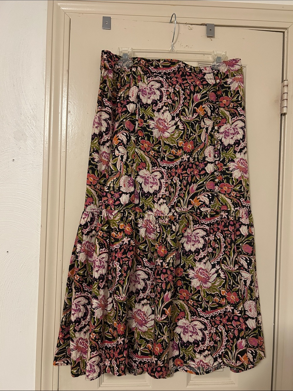 Joie Black Floral Maxi Skirt with Pink and Green Motif - Picture 1 of 5
